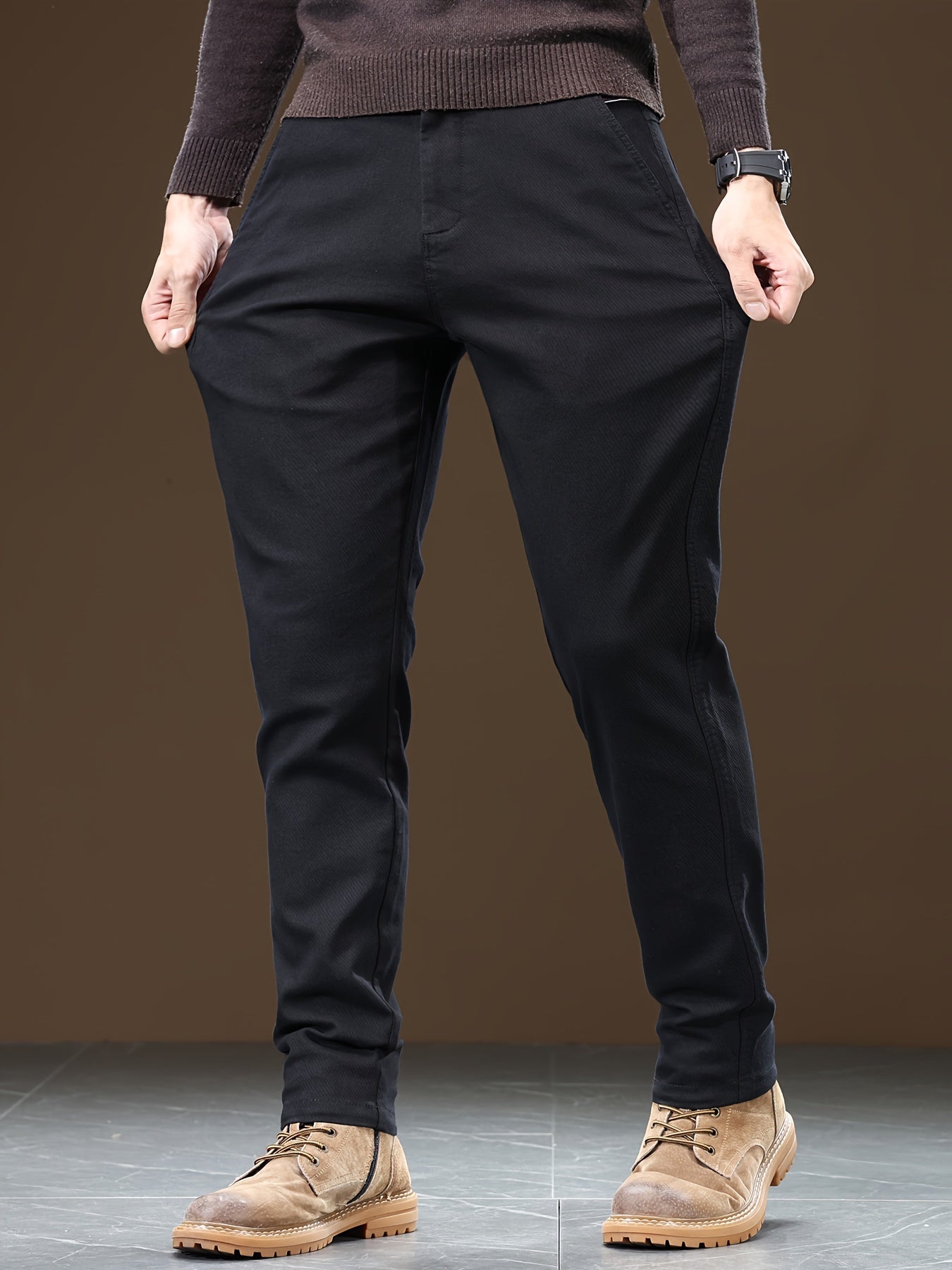Men's Slim-Fit Cotton Blend Business Casual Pants