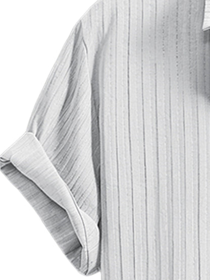 Men's Summer Casual Shirt and Trousers Set, Lightweight Woven Fabric