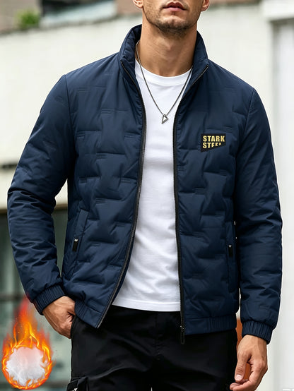 Men's Casual Stand Collar Thickened Outer Jacket for Fall Winter