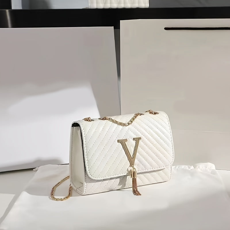 Korean-style High-end Textured Women's Bag, New Tassel Rhombus Chain Small Square Bag, Women's Shoulder Bag, Crossbody Bag