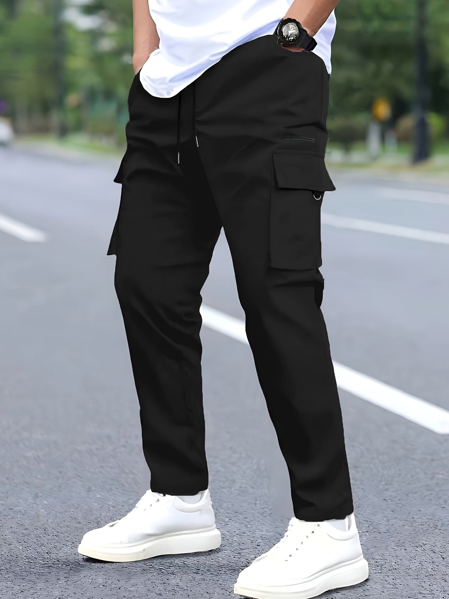 Boys' Cargo Sports Pants with Multi-Pockets and Drawstring