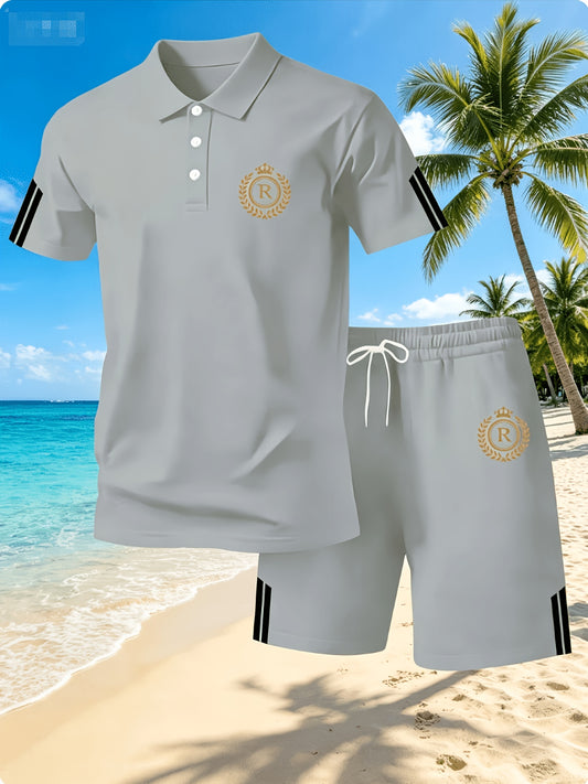 Men's Light Business Polo Suit with Lapel Collar for Summer