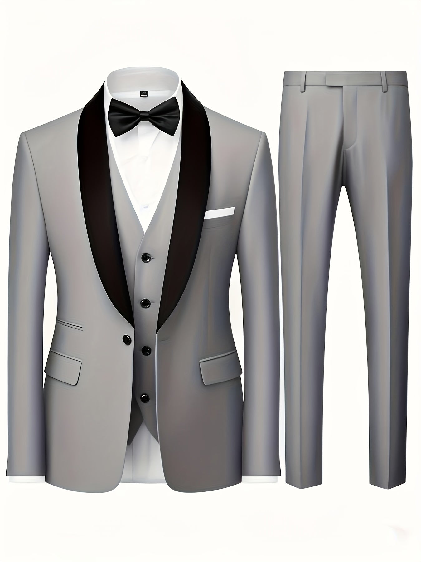 Men's Slim Fit 3-Piece Business Suit Set with Vest & Trousers