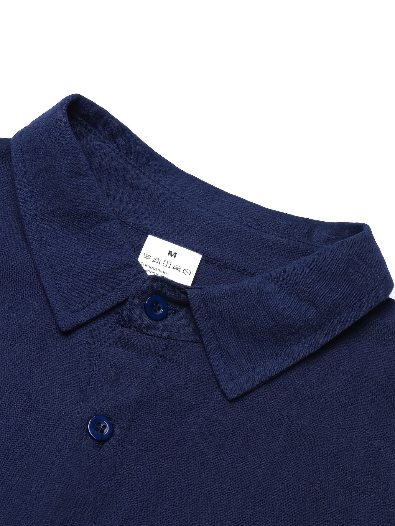Men's Casual Linen Lapel Shirt & Buckle Pants Set for Spring/Fall