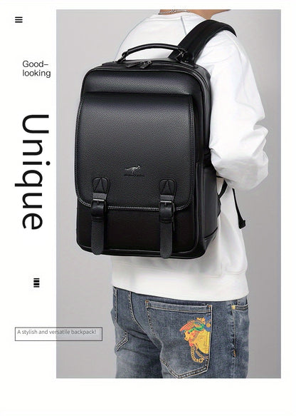 Stylish Men's Backpack - Multifunctional, Large Capacity for 39.62cm Laptop, Business  Travel Ready, Durable PU Material