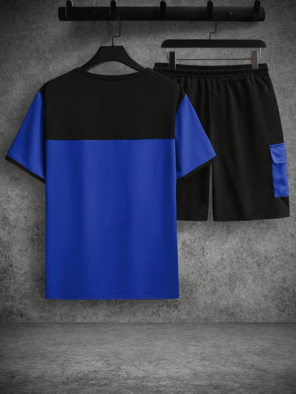 Men's Casual Summer Crew Neck T-Shirt & Drawstring Shorts Set