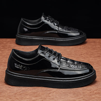 [sneakers] LOEIKAN New Men'S Black Minimalist Comfortable Business Casual Shoes Trendy Fashionable Versatile Wedding Party High Quality Durable British Style Formal Large Size Men'S Shoes