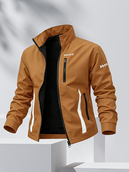 Unisex Casual Sport Bomber Jacket with Stand Collar for Spring-Fall