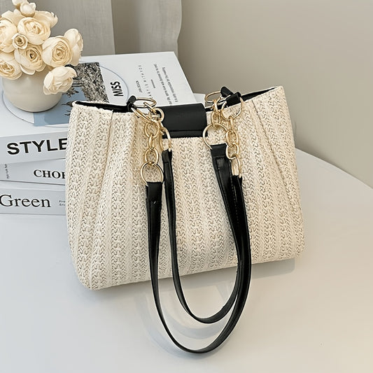 Large Capacity Women's Woven Shoulder Tote Bag for Beach - ayq