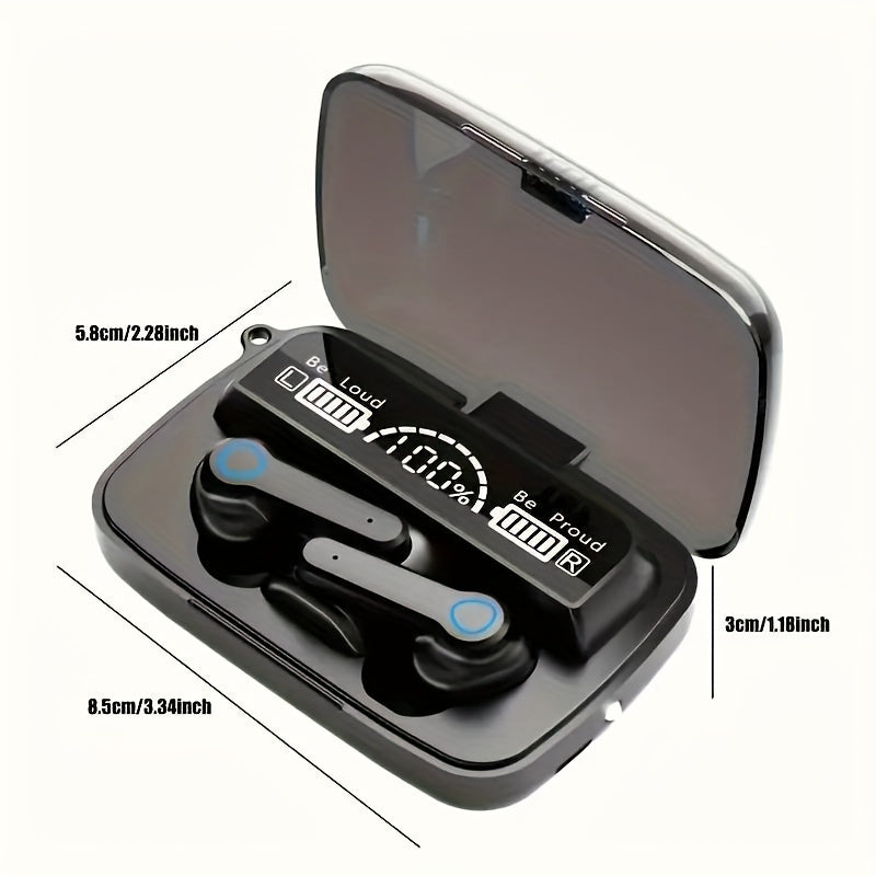 True Wireless In-Ear Headphones with LED Display, Noise Cancellation, Touch Controls, USB Charging, Lithium Battery - Rechargeable, Wireless, Volume Control, Wake-Up Motion Theater, Portable Headphone Case, Portable Headphone