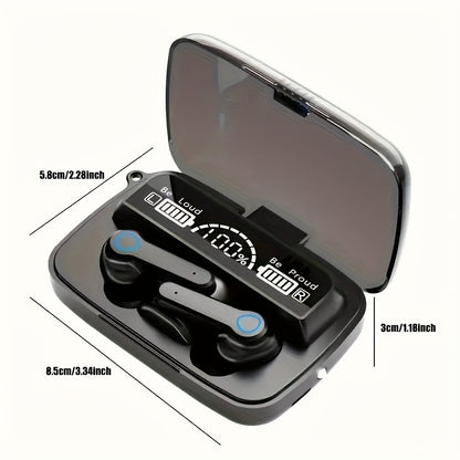 True Wireless In-Ear Headphones with LED Display, Noise Cancellation, Touch Controls, USB Charging, Lithium Battery - Rechargeable, Wireless, Volume Control, Wake-Up Motion Theater, Portable Headphone Case, Portable Headphone