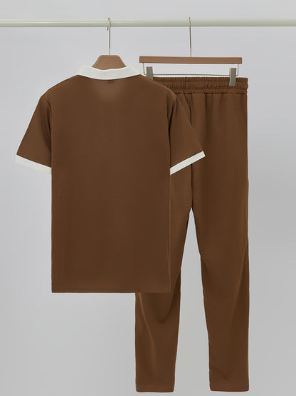 Men's Casual Two-Piece Set - Stretch Comfort Fabric - Suitable for Spring/Autumn Seasons - ayq