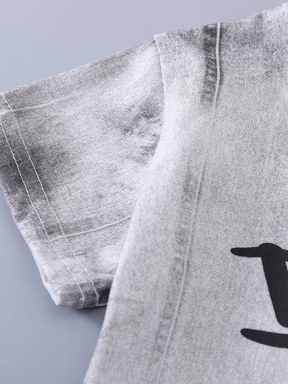 Boys' Tie-Dye Crew Neck T-Shirt & Denim Shorts Set Summer