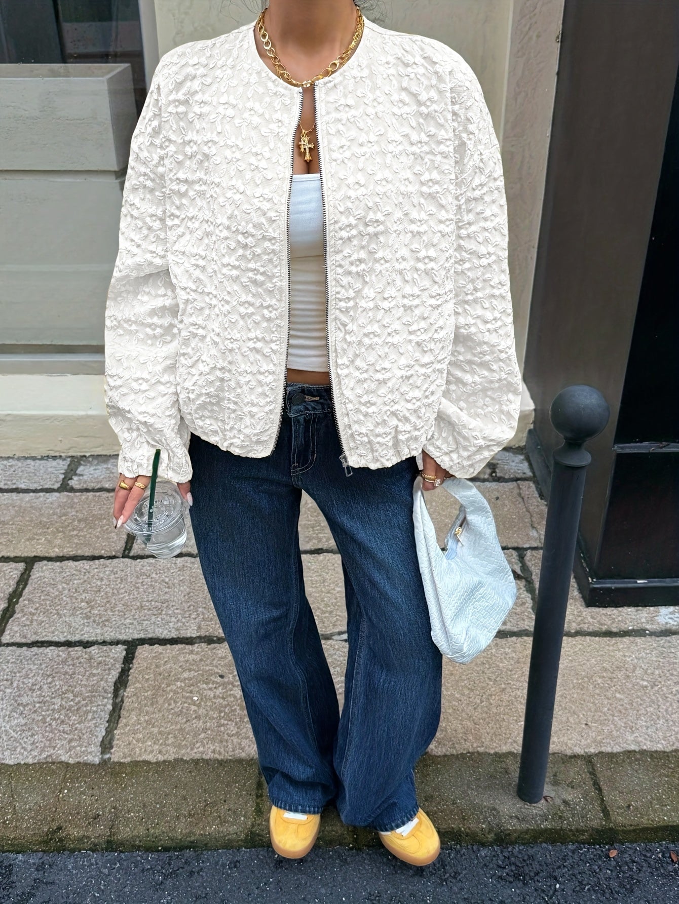 Solid Color Zip-Up Casual Jacket