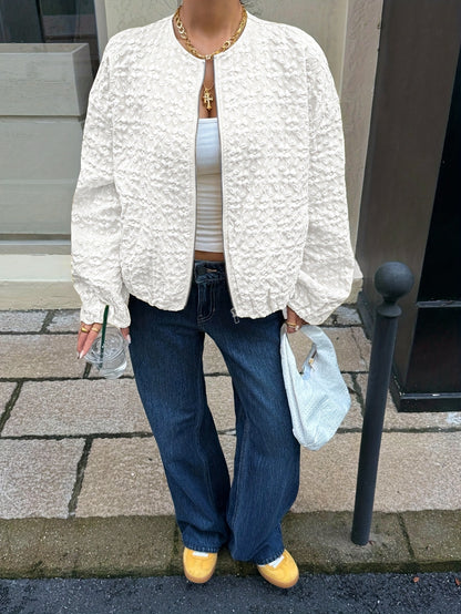 Solid Color Zip-Up Casual Jacket