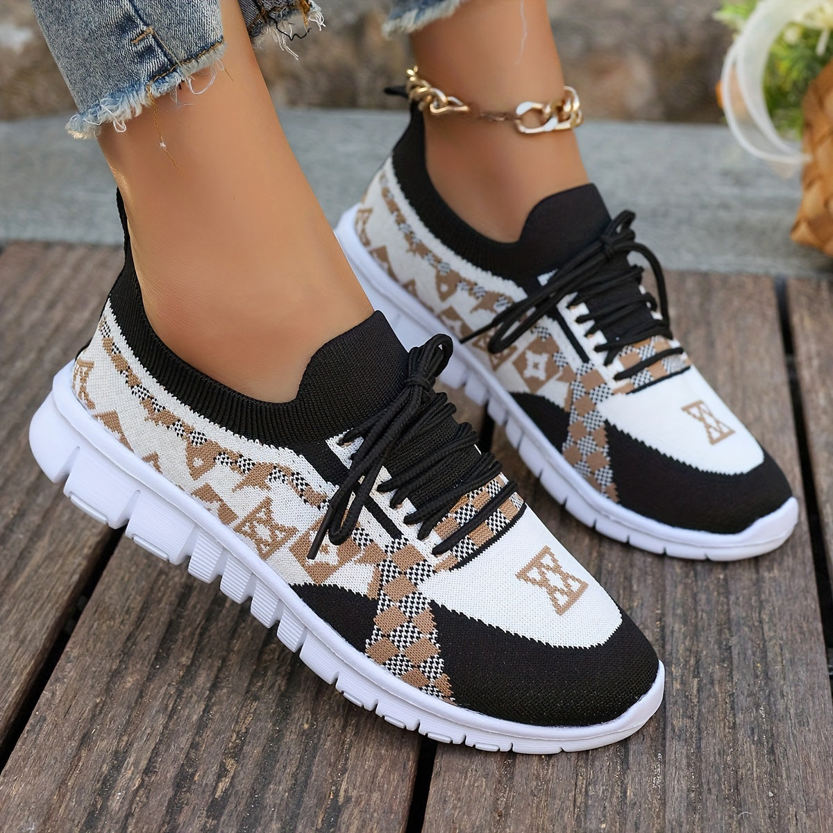 Women's Casual Sneakers Comfort Sport Shoes Fabric Knit Breathable Slip-On All-Season Walking Flats - EVA Sole Non-Slip Athletic Running Footwear - Taizhou North America  Europe Exclusive