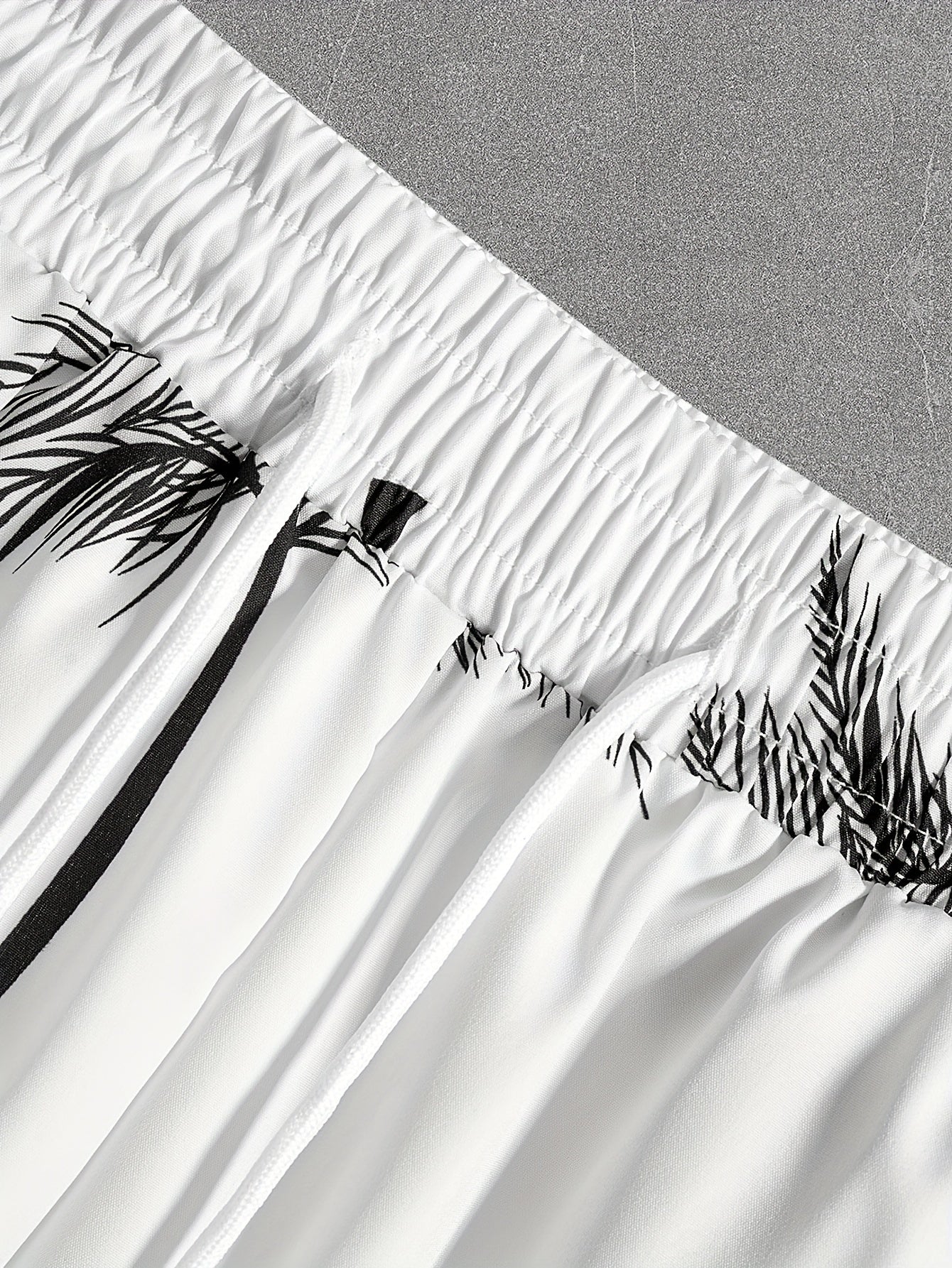 Coconut Tree Print, Men's 2Pcs Outfits, Casual Camp Collar Lapel Button Up Short Sleeve Shirts Hawaiian Shirt And Drawstring Shorts Set For Summer, Men's Clothing