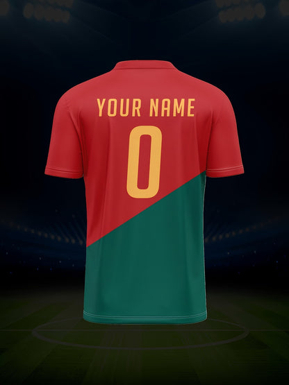 Personalized Portugal Football Jersey V-Neck Sports Top