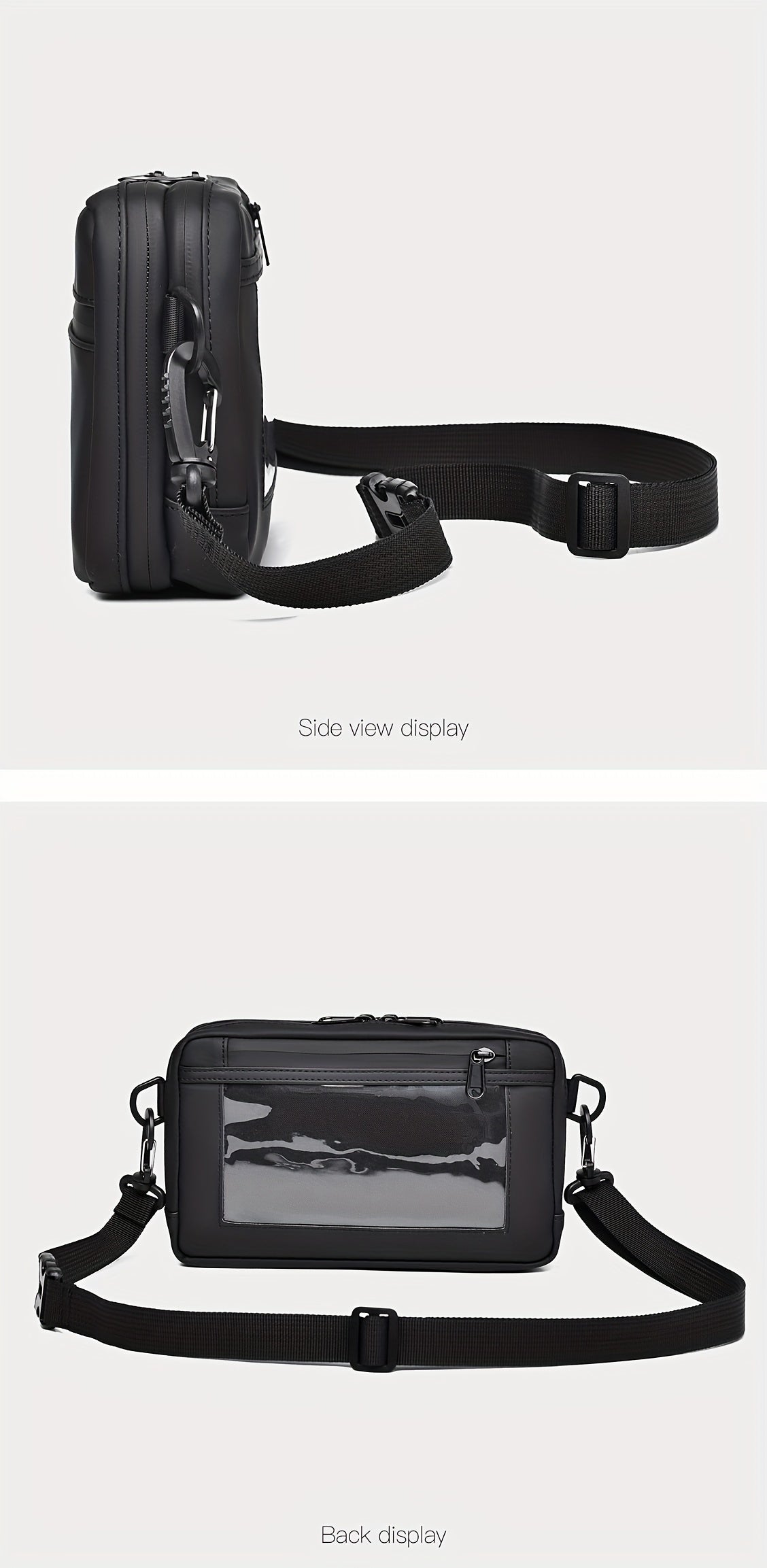 WEIXIER Men's Casual Nylon Handbag - Large Capacity with Adjustable Wrist Strap, Sleek Black for Daily Use, Valentine's Day Gift for Him, Outdoor Bag   Casual Style   Nylon Material