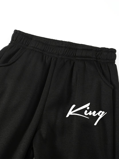 2pcs children's autumn and winter velvet zipper hooded shirt + pants, letter print boys' fashionable casual sports suit, suitable for jogging and daily wear