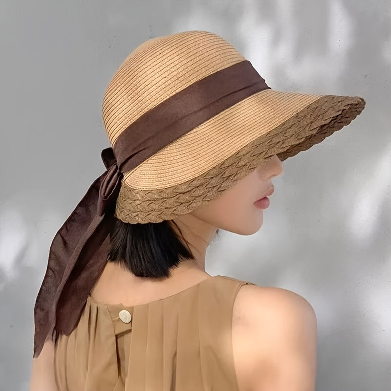 Women's Summer Straw Beach Hat with Moisture Wicking