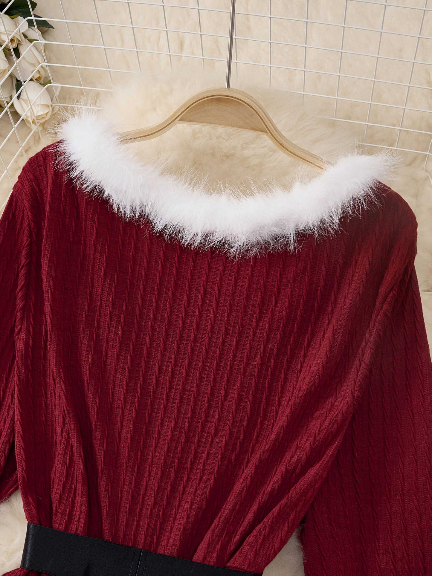 Plus Size - Plus Size, Women'S Elegant Formal Party Dress - Long Sleeve V-Neck with Adjustable Waist Belt, Flared Skirt - Elegant Evening Gown for Christmas, Galas, Weddings - Plus Size Friendly - Black Formal Attire, Formal