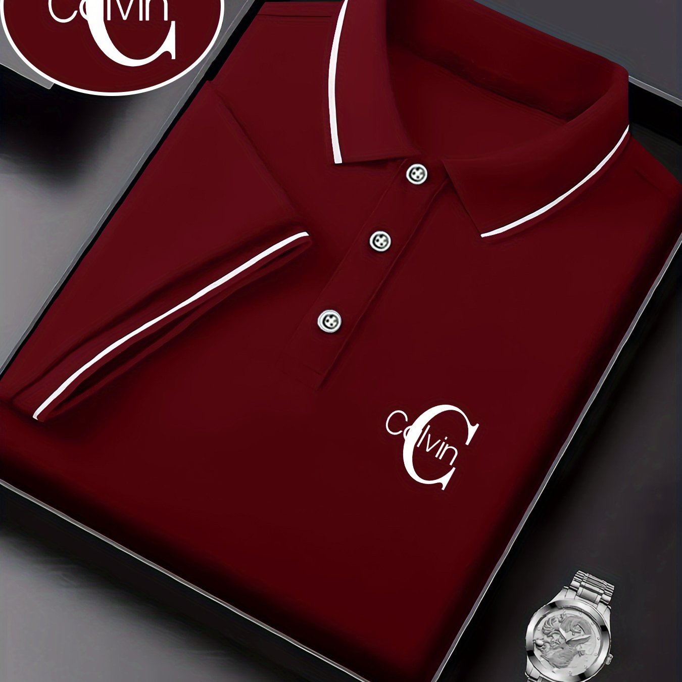 Men's Fashion Collared Shirt Calvin Print, Summer Suitable for Sports and Casual Outings - ayq