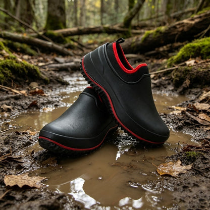 Men's Lightweight PU Rain Boots Slip-On Outdoor Shoes