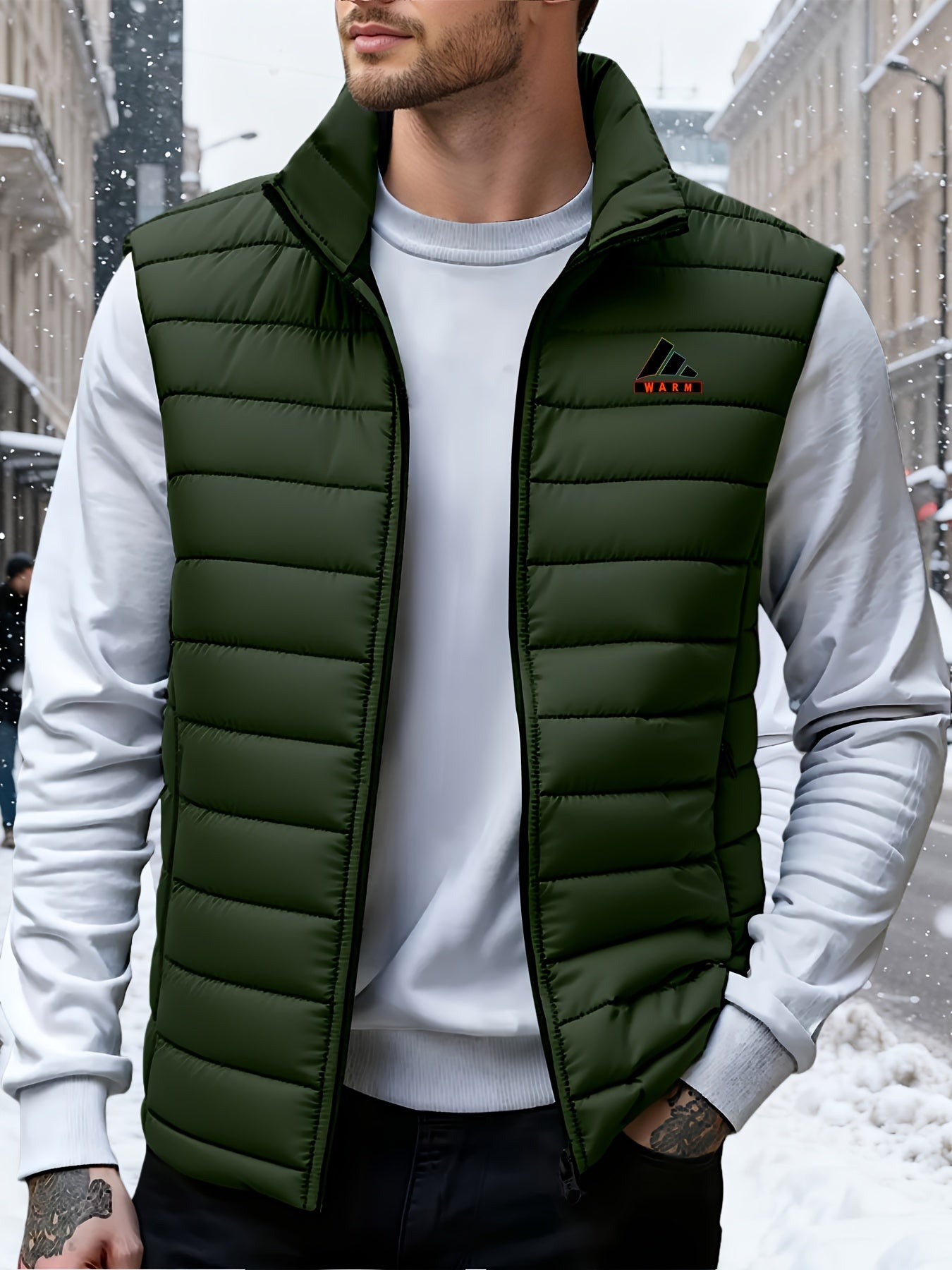 Men's Casual Sleeveless Vest with Zippered Pockets for Fall