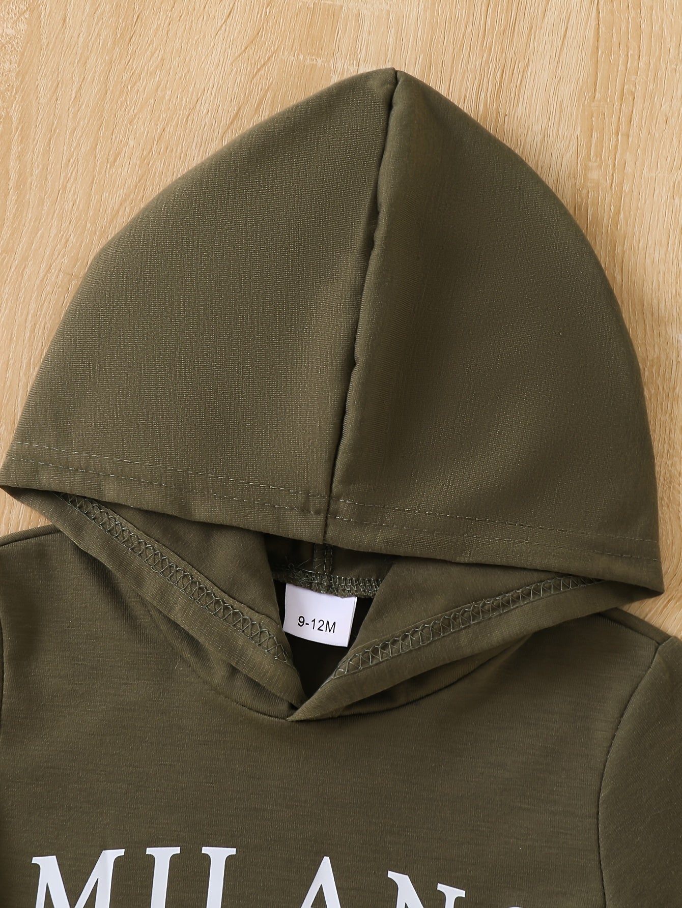 Baby Boy Hooded Pullover and Pants Set with Italian Flag Print