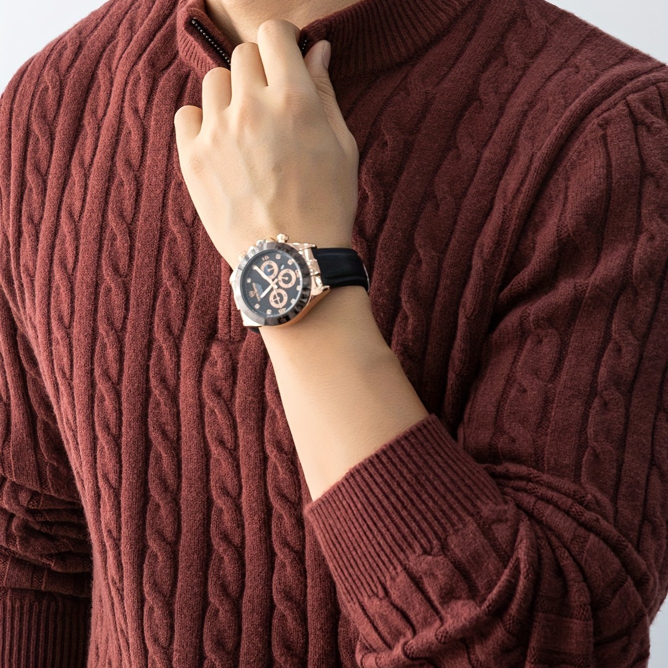 New Men'S Christmas Gift: a Thick, Warm, And Cold-Resistant Knitted Sweater with a Cable-Knit Design And a Zippered Collar, Suitable for Both Layering And Wearing Alone, Perfect for Casual And Versatile Outfits