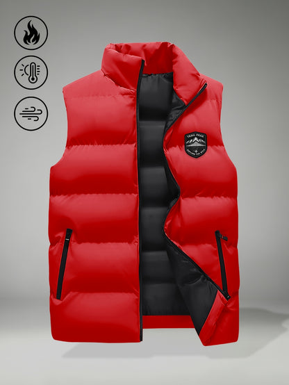 Men's Autumn-Winter Stand Collar Warm Polyester Vest