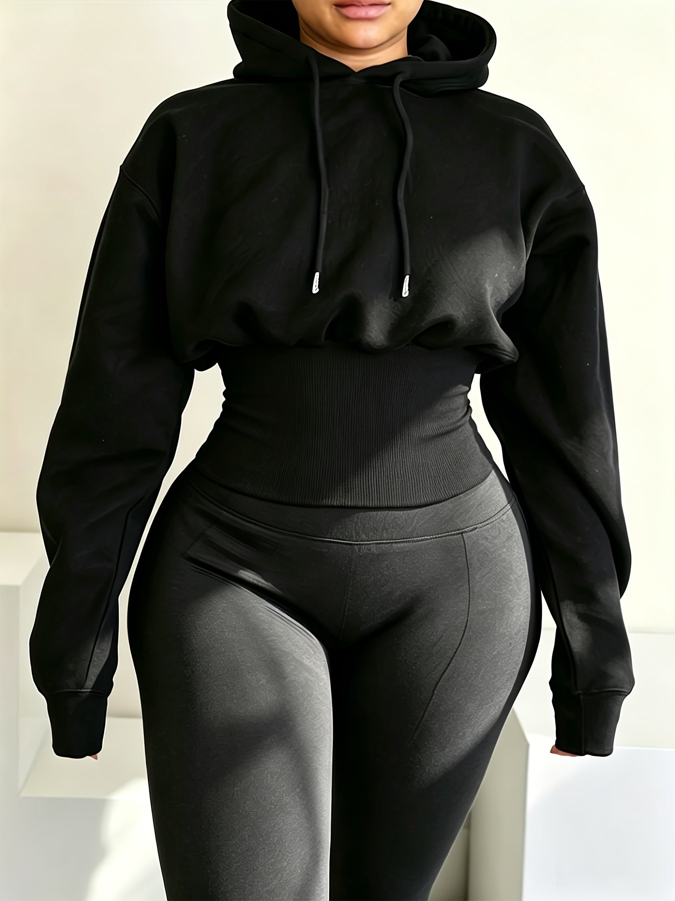 Women's Casual Hooded Long Sleeve Cinched Waist Hoodie