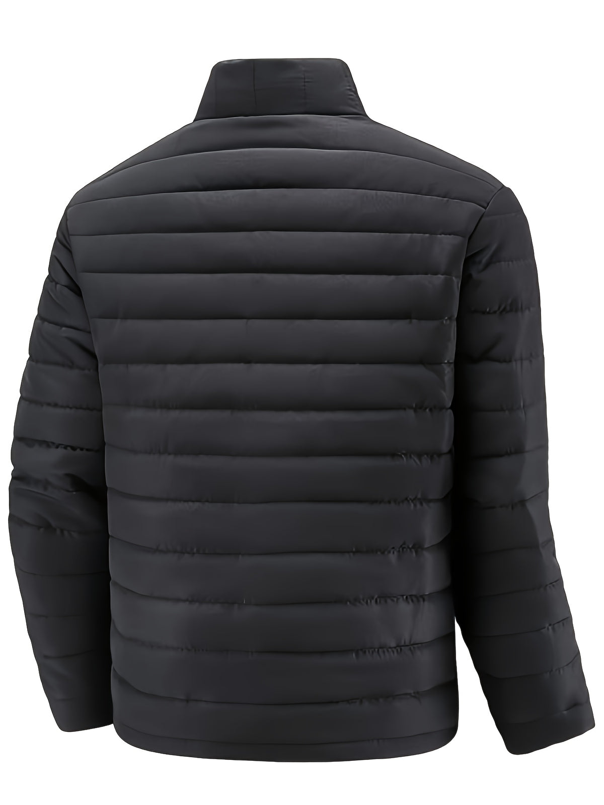 Men's Winter Warm Windproof Jacket with Stand Collar and Zippered Pock