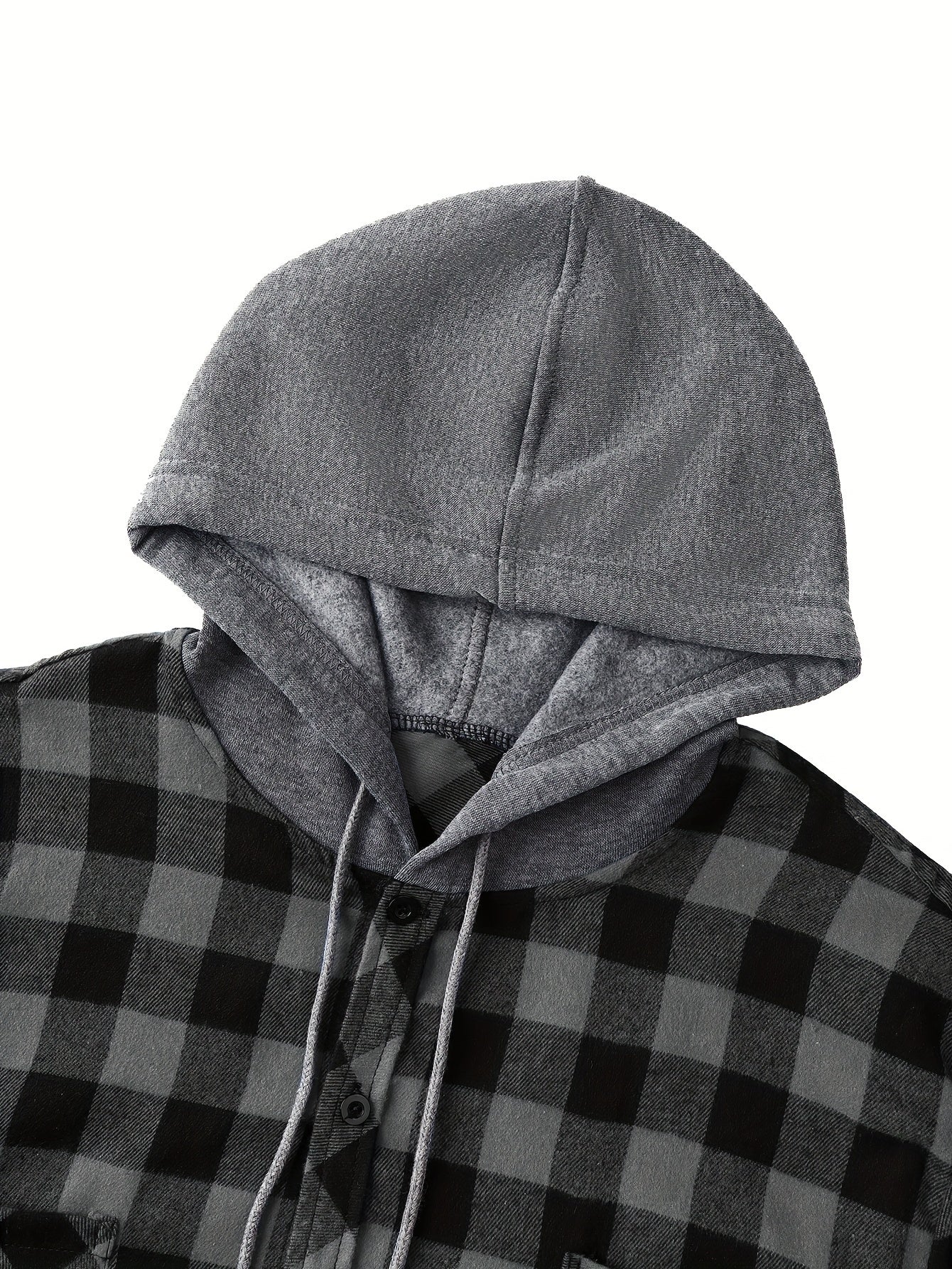 Plaid Shirt Coat For Men Long Sleeve Casual Regular Fit Button Up Hooded Shirts Jacket