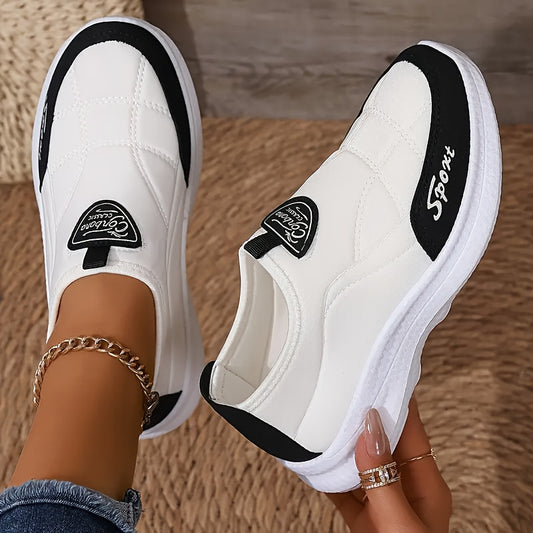 Women's Sneakers - Lightweight Breathable Sneakers with Non-Slip PU Sole, White  Black Accents - Lace-Up Design for Gym, Everyday, Formal Events - All-Season Comfort Walking Shoes, Ladies Sneakers, Casual Footwear, Stylish F