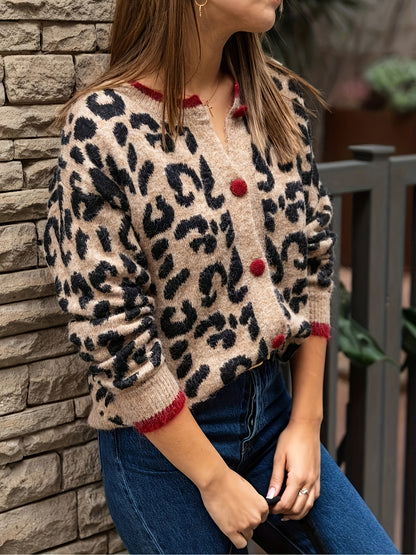 Chic Leopard Print Cardigan