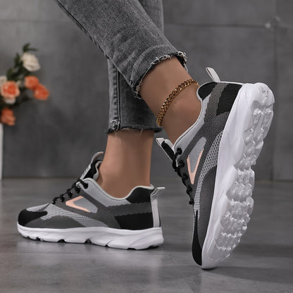 Women's Breathable Flying Woven Sneakers, Casual Lace Up Outdoor Shoes, Comfortable Low Top Sport Shoes