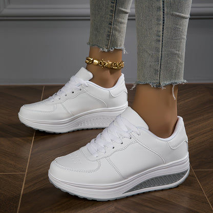 Women's Fashion Sneakers - Low-Top Lace-Up Casual Shoes with Synthetic Cover Upper, Breathable Fabric Lining  MD Cushioned Sole for All-Day Comfort - All-Season Versatile Wear, Everyday Comfort Footwear, Sleek Shoe Design, S