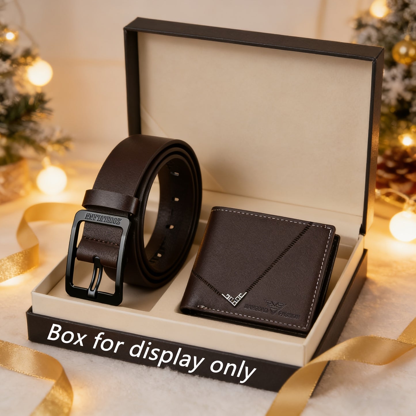 2pcs Men's Wallet + Belt Set for Daily Wear, Father's Day Gifts for Men. Stylish, Business, Trendy, and Versatile Men's Wallets, Perfect for Holiday Gifting: Christmas, Valentine's Day, Birthday Presents (Excludes Picture Box