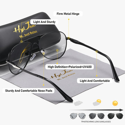 Unisex Retro Polarized Sunglasses with Color-Changing UV400 Lenses