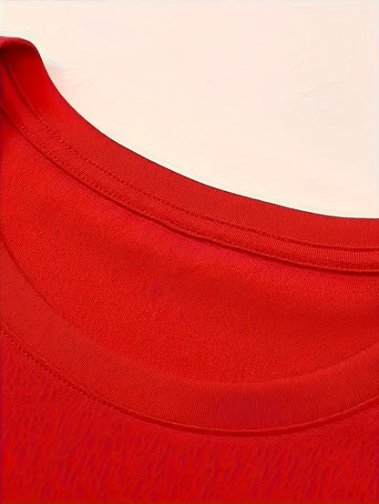 1pc Men'S Casual Cotton Blend T-Shirt with Letter Print, Round Neck, Regular Fit for Summer - Black, Navy, Red