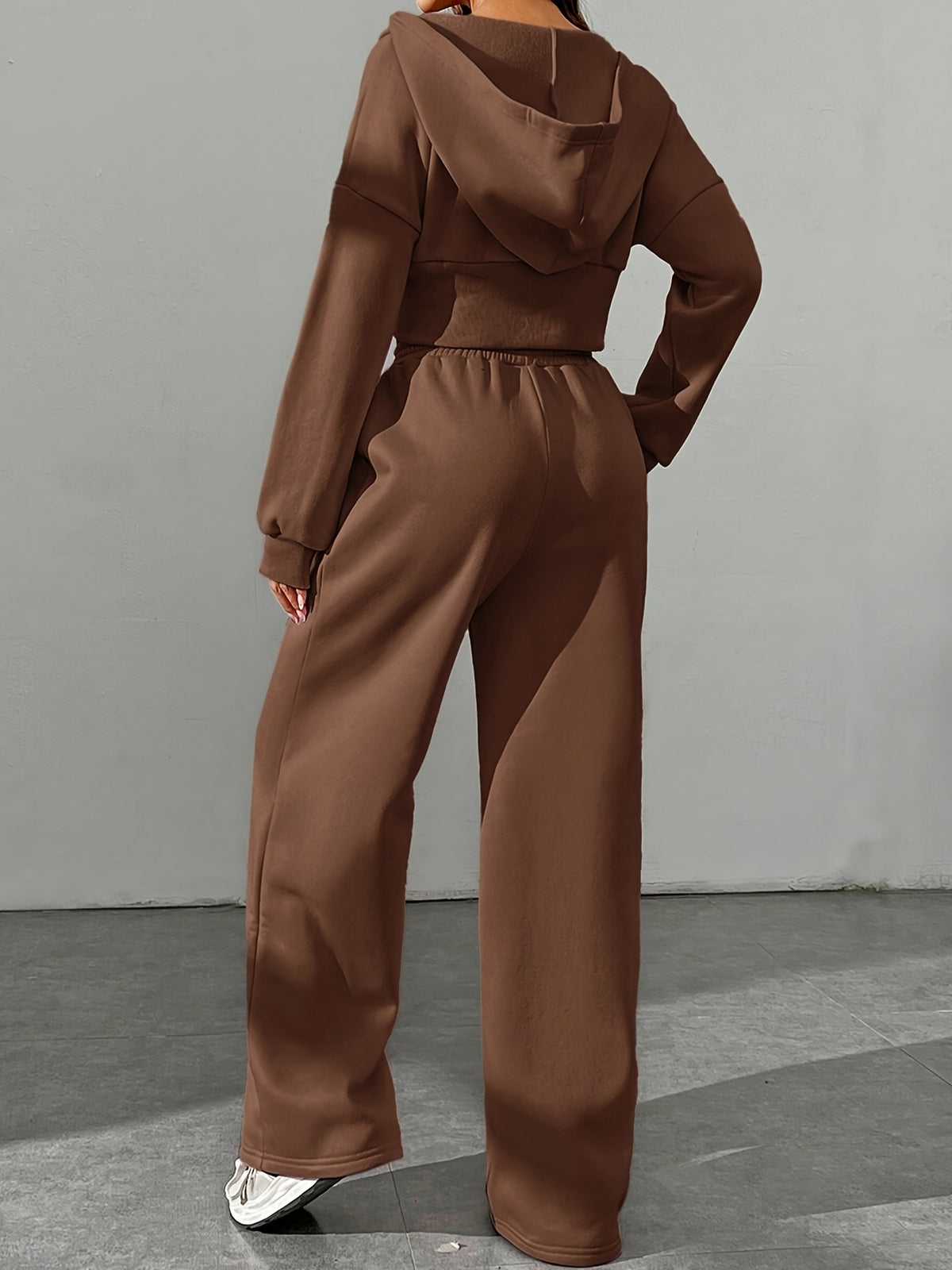 Women's Casual 2-Piece Polyester Hoodie and Sweatpants Set - ayq