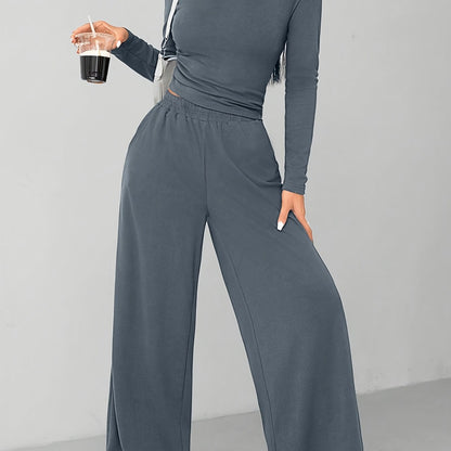 Relaxed Fit Women's Flared Pants Two-Piece Fashion Irregular Home Set