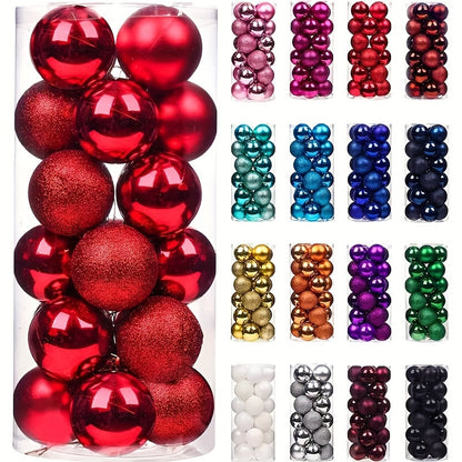 Fei Rui 24pcs Classic Mini Christmas Ball Ornaments, Shatterproof Plastic Hanging Decorations for Holiday, Wedding, Party - Versatile for Christmas, Hanukkah, Easter, Thanksgiving, Halloween Decor