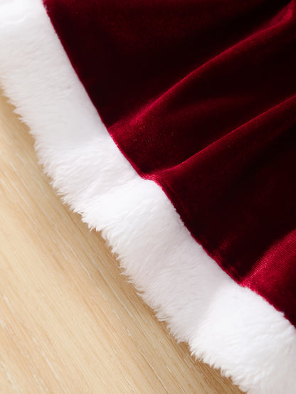 2pcs 's Winter Dress & Hat - Cozy Furry Letter "" Outfit (for /), Warm Long Sleeve Dress suitable for Christmas, Photoshoots - Machine Washable Clothing