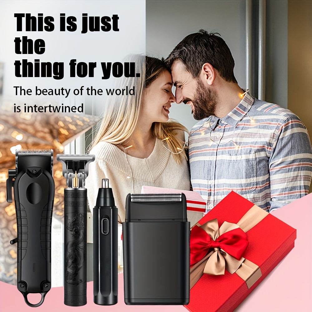 1pc/4pcs Men'S Grooming Kit, Hair Clipper, Electric Shaver, Nose Trimmer, Beard Trimmer, USB Rechargeable Multi-Functional Haircutting Set, Perfect for Beard and Hair Trimming, Travel Essentials, Father'S Day Gift - ayq