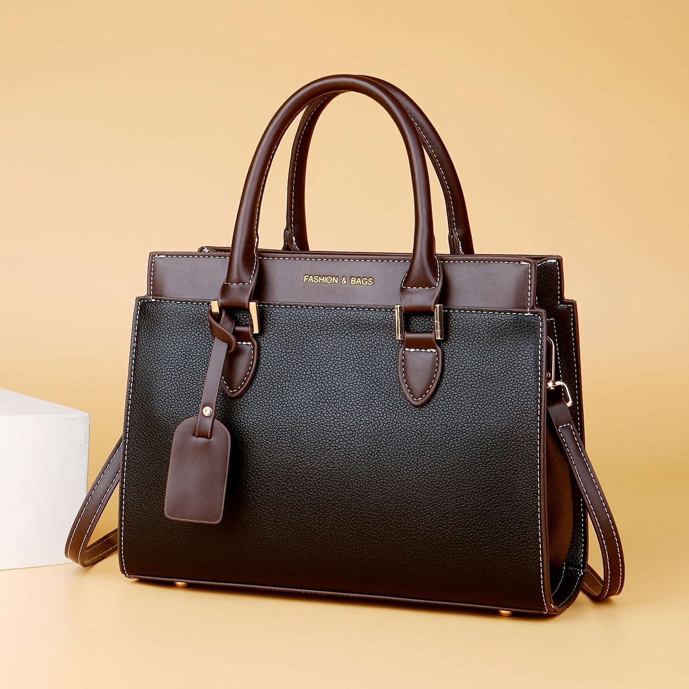 LABOONOO Minimalist PU Handbag with Adjustable Strap and Zipper