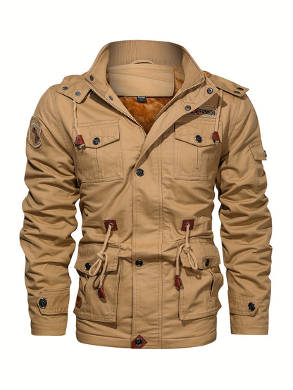 Men'S Heavyweight Winter Jacket - Thermal Insulated Cold Weather Coat with Full-Zip Closure, Hooded Windproof Outerwear, Multiple Utility Pockets - Olive Green Tactical-like design for Outdoor, Commute, Everyday - Non-Stretch