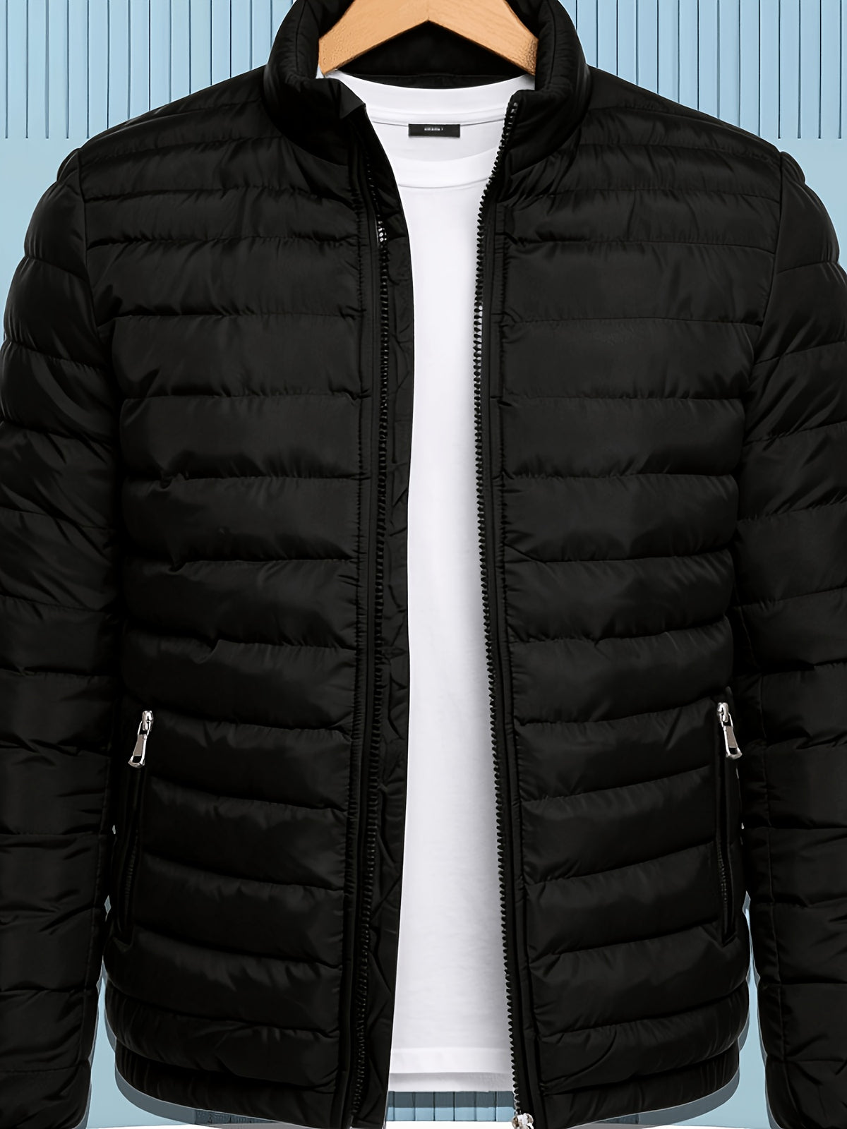 Men's Winter Softshell Jacket with Stand Collar and Zipper